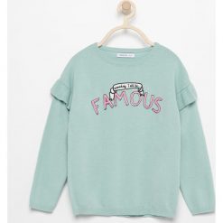 Sweter z falbankami na ramionach - Turkusowy. Swetry dla dziewczynek Reserved, z falbankami. W wyprzedaży za 29.99 zł.