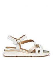 Geox Sandały D650JA 054AJ C1327 Brązowy. Brązowe sandały damskie Geox, bez wzorów, ze skóry, bez obcasa, na koturnie, bez zapięcia. Za 419.99 zł.