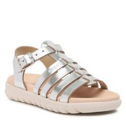 Sandały Geox. Szare sandały dziewczęce Geox, bez zapięcia. Za 199.99 zł.