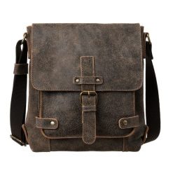 Męska torba na ramię Canaletto – postarzana skóra i wykończenia w starym złocie TM253s235. Brązowe torby na ramię męskie bez wzorów, ze skóry, retro, na ramię. Za 299.25 zł.