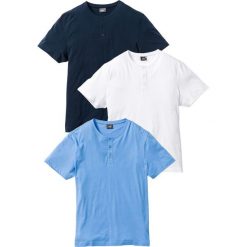 T-shirt (3 szt.) bonprix niebieski + biały + ciemnoniebieski. Niebieskie t-shirty męskie bonprix. Za 98.97 zł.
