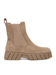 JENNY Sztyblety CEO-MAVIS WS6153-01 Beżowy. Brązowe botki damskie Jenny, z materiału, bez obcasa, na płaskiej podeszwie, bez zapięcia. Za 149.99 zł.