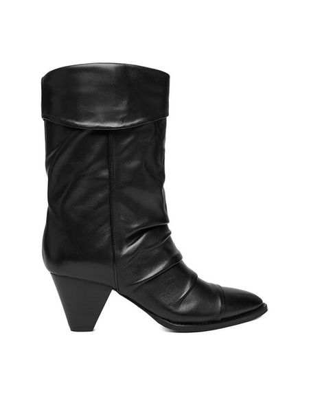 Badura Botki EO-APRIL-25FW218-1 Czarny. Czarne botki damskie Badura, ze skóry, bez obcasa, na słupku, bez zapięcia. Za 459.99 zł.
