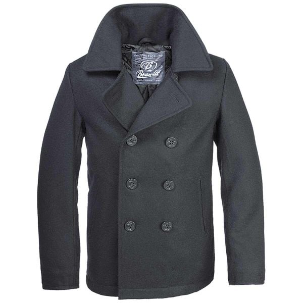 Płaszcz męski Brandit Pea Coat - 3109 XL. Czarne kurtki męskie Brandit, l, bez wzorów, trekkingowe. Za 377.20 zł.