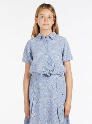 Guess Koszula J3RH05 WF6Q0 Niebieski Regular Fit. Niebieskie bluzki dla dziewczynek Guess, z aplikacjami, z bawełny, bez kołnierzyka, bez ramiączek. Za 199.99 zł.