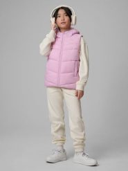 4F Bezrękawnik z wypełnieniem syntetycznym dziewczęcy - fioletowy 140 (9-10 lat). Fioletowe kurtki i płaszcze dla dziewczynek 4f, bez wzorów, z materiału, bez kaptura. Za 139.99 zł.