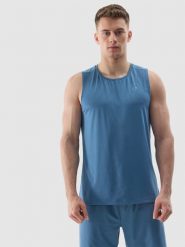 Чоловіча майка tank top regular для тренувань з перероблених матеріалів - блакитний. T-shirty męskie 4f, s, bez wzorów, z jersey, bez kołnierzyka. W wyprzedaży za 329.90 zł.