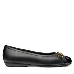 Baleriny Geox. Czarne baleriny damskie Geox, bez wzorów, bez obcasa. Za 299.99 zł.