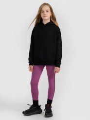 4F Legginsy dzianinowe dziewczęce - fioletowe 128 (7-8 lat). Fioletowe legginsy dla dziewczynek 4f, bez wzorów, z bawełny. Za 59.99 zł.