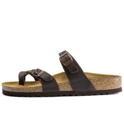 Klapki Birkenstock Mayari, Skóra Olejowana Dorosłych. Brązowe klapki męskie Birkenstock, z materiału. Za 536.55 zł.