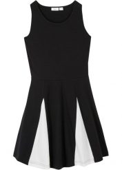 Sukienka z dżerseju z czystej bawełny. Czarne sukienki dla dziewczynek bonprix, bez wzorów, z bawełny, eleganckie, bez ramiączek. Za 62.99 zł.