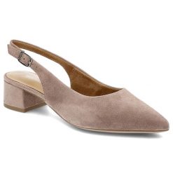 Beżowe Sandały Tamaris Eleganckie Obuwie Damskie. Brązowe klapki damskie Tamaris, bez wzorów, eleganckie, bez obcasa, na obcasie. Za 279.00 zł.
