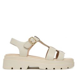 Sandały Geox. Brązowe sandały damskie Geox, bez wzorów, bez obcasa, na płaskiej podeszwie, bez zapięcia. Za 509.99 zł.