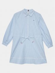 Tommy Hilfiger Sukienka koszulowa Ithaca Stripe Shirt Dress KG0KG07699 Niebieski Regular Fit. Niebieskie sukienki dla dziewczynek Tommy Hilfiger, bez wzorów, z bawełny, bez ramiączek. Za 429.99 zł.