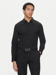 Calvin Klein Koszula LV04LB145G Czarny Slim Fit. Czarne koszule męskie Calvin Klein, l, bez wzorów, z bawełny, biznesowe, bez kołnierzyka, bez ramiączek. Za 239.99 zł.