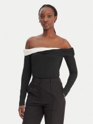 KARL LAGERFELD Bluzka B1W17009 Czarny Slim Fit. Czarne bluzki damskie KARL LAGERFELD, l, bez wzorów, bez kołnierzyka, bez ramiączek. Za 649.99 zł.