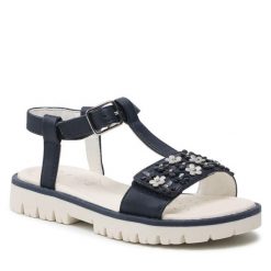 Sandały Geox. Niebieskie sandały dziewczęce Geox, bez zapięcia. Za 149.99 zł.