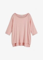 T-shirt boxy z miękkiego materiału z wiskozą. Czerwone bluzki damskie bonprix, bez wzorów, z wiskozy, bez kołnierzyka, bez ramiączek. Za 34.99 zł.