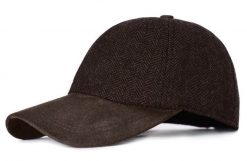 Jesienno Zimowa Czapka z Daszkiem, w Jodełkę - Pako Jeans - Brązowa. Brązowe czapki i kapelusze męskie Pako Jeans, na zimę, bez wzorów, z jeansu. Za 59.00 zł.
