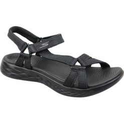 Sandały SKECHERS ON THE GO 600 BRILLIANCY Czarny. Czarne sandały damskie Skechers, bez wzorów, z tkaniny, bez obcasa, bez zapięcia. Za 189.99 zł.