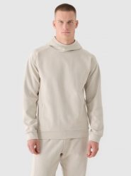 4F Bluza dresowa nierozpinana z kapturem męska - beżowa S. Brązowe bluzy męskie 4f, m, bez wzorów, z bawełny, z kapturem. W wyprzedaży za 99.99 zł.