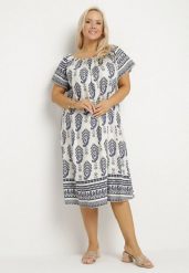 Niebieska Wiskozowa Sukienka ze Wzorem Boho Ellivra. Niebieskie sukienki damskie Born2be, na co dzień, xl, z aplikacjami, z jeansu, boho, bez kołnierzyka, bez ramiączek, midi. Za 69.99 zł.