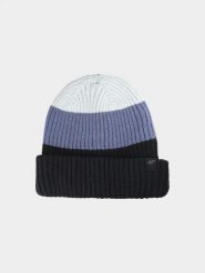 CZAPKA UNISEX ZIMOWA O PRĄŻKOWANYM SPLOCIE 4F ACAPM629 L. Czarne czapki i kapelusze męskie 4f, na zimę, bez wzorów, prążkowane, eleganckie. Za 59.99 zł.