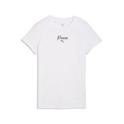 Damska koszulka Essentials Script PUMA. Białe t-shirty damskie Puma, bez wzorów, casualowe, bez kołnierzyka. Za 109.00 zł.