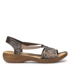 Sandały Rieker. Brązowe sandały damskie Rieker, bez wzorów, bez obcasa, na płaskiej podeszwie, bez zapięcia. Za 289.99 zł.