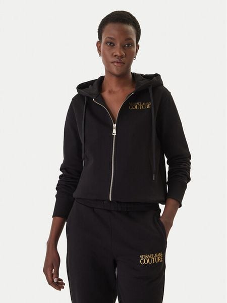 Versace Jeans Couture Bluza 80HAIT00 CF01T Czarny Regular Fit. Czarne bluzy damskie Versace Jeans Couture, xs, bez wzorów, z jeansu, bez kaptura. Za 1,179.00 zł.