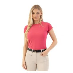 Damska koszulka do jazdy konnej ANKY ATC261301. Czerwone koszule damskie ANKY, bez wzorów, sportowe, bez kołnierzyka. Za 283.50 zł.