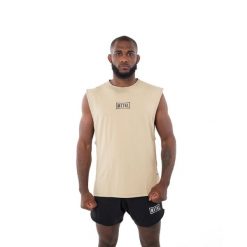 Oversized tank top Metal Boxe Desert Storm. Brązowe koszulki sportowe męskie METAL BOXE, bez wzorów, sportowe, bez kołnierzyka. Za 182.50 zł.