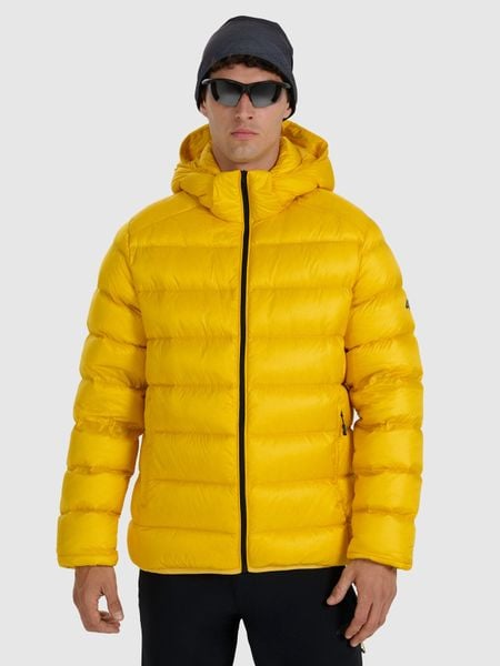 4F Kurtka puchowa trekkingowa z wypełnieniem naturalnym męska - żółta L. Żółte kurtki męskie 4f, l, bez wzorów, z puchu, bez kaptura. Za 799.99 zł.