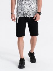 Krótkie spodenki męskie dresowe - czarne V3 - Rozmiar: XXL. Czarne szorty męskie Ombre Clothing, na lato, m, bez wzorów, z bawełny, klasyczne. W wyprzedaży za 39.99 zł.