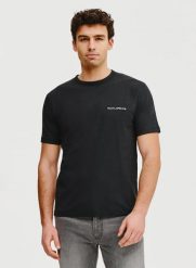 PAKO LORENTE – Czarny t-shirt męski. Czarne t-shirty męskie Pako Lorente, m, bez wzorów, z bawełny, bez kołnierzyka. Za 69.99 zł.