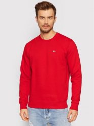 Tommy Jeans Bluza Fleece DM0DM09591 Czerwony Regular Fit. Czerwone bluzy męskie Tommy Jeans, m, bez wzorów, z jeansu, bez kaptura. Za 209.99 zł.