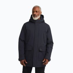 Kurtka przeciwdeszczowa męska Jack Wolfskin Canyon Shield Parka. Niebieskie parki męskie Jack Wolfskin, m, bez wzorów, bez kaptura. Za 1,029.00 zł.