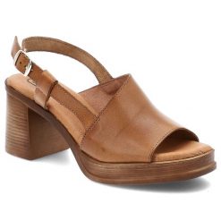 Brązowe Sandały Hee Eleganckie Obuwie Damskie Na Obcasie. Brązowe klapki damskie Hee, bez wzorów, ze skóry, eleganckie, bez obcasa, na obcasie. Za 339.00 zł.