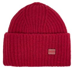 Czapka Tommy Hilfiger. Czerwone czapki i kapelusze damskie Tommy Hilfiger, na zimę, bez wzorów. Za 199.99 zł.