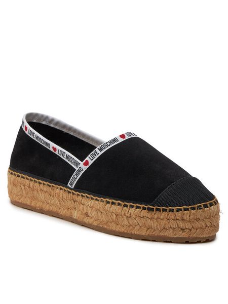 LOVE MOSCHINO Espadryle JA10553G0IIG0000 Czarny. Czarne espadryle damskie Love Moschino, bez wzorów, ze skóry, bez obcasa, bez zapięcia. Za 809.99 zł.