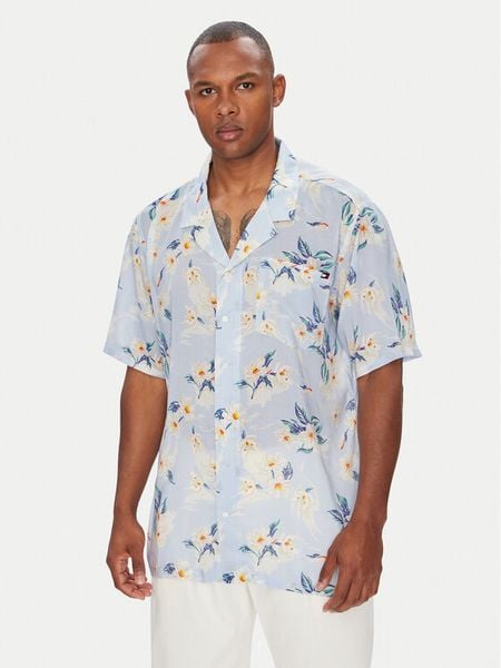 Tommy Hilfiger Koszula Bowling UM0UM03227 Błękitny Regular Fit. Niebieskie koszule męskie Tommy Hilfiger, m, bez wzorów, z wiskozy, bez kołnierzyka, bez ramiączek. Za 199.99 zł.