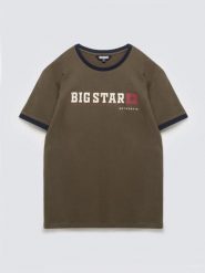 Koszulka męska z linii Authentic z logo BIG STAR khaki Summet 303. Zielone koszulki sportowe męskie Big Star, l, bez wzorów, z bawełny, bez kołnierzyka, bez ramiączek. Za 99.99 zł.