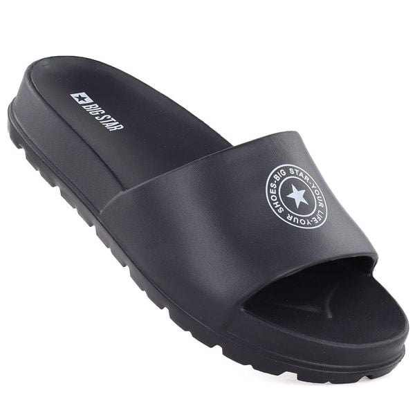 Klapki damskie basenowe plażowe na platformie czarne Big Star TT274A043. Czarne klapki damskie Big Star, bez wzorów, z materiału, retro, bez obcasa, na platformie. Za 79.99 zł.