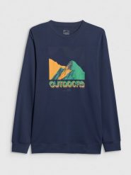 4F Longlseeve z nadrukiem męski - granatowy L. Niebieskie t-shirty męskie 4f, l, bez wzorów, z bawełny, biznesowe, bez kołnierzyka. Za 149.99 zł.