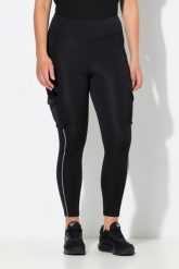 Damskie Legginsy sportowe kieszenie cargo materiał Powerstretch. Czarne legginsy damskie Ulla Popken, plus size, bez wzorów, z dresówki, z podwyższonym stanem. Za 279.99 zł.
