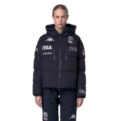 Kurtka puchowa damska USA 668C. Niebieskie kurtki snowboardowe damskie Kappa, bez wzorów, z puchu, bez kaptura, narciarskie. Za 1,900.95 zł.