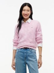 Tommy Hilfiger Sweter z dzianiny Kobiety Wełna różowy, S. Czerwone swetry damskie Tommy Hilfiger, s, bez wzorów, z dzianiny, eleganckie, bez kołnierzyka, bez ramiączek, bez kaptura. Za 649.95 zł.