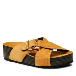 Klapki GINO ROSSI. Brązowe klapki damskie Gino Rossi, bez wzorów, bez obcasa. Za 209.99 zł.