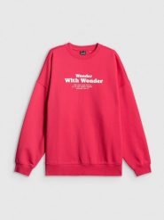 4F Bluza dresowa oversize bez kaptura damska - różowa S. Czerwone bluzy damskie 4f, s, bez wzorów, z dresówki, bez kaptura. Za 159.99 zł.