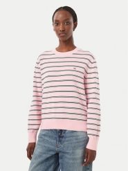 Tommy Jeans Sweter Essential DW0DW23360 Różowy Regular Fit. Czerwone swetry damskie Tommy Jeans, m, bez wzorów, z bawełny, bez kołnierzyka, bez ramiączek, bez kaptura. Za 369.99 zł.